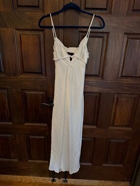 Zara white ruffle tie maxi dress